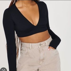 Scarlett seamless deep plunge long sleeve